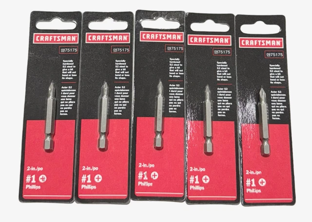 Brocas de inserción de destornillador Craftsman #1 Phillips 2" cambio rápido paquete de 5 Foto 1 de 1