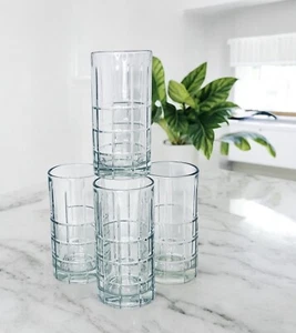 4 Anchor Hocking TARTAN MANCHESTER CLEAR 6 1/8” Iced Tea Glasses NEW - Picture 1 of 9