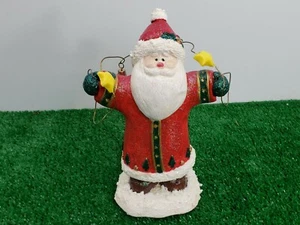 Vtg Hand Painted Ceramic Whimsical Santa With Wired Garland Figurine - Picture 1 of 8