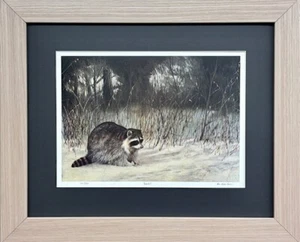Al Barker "Bandit" Hand Signed Limited Edition Framed Wildlife Art Raccoon - Picture 1 of 5