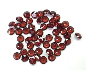 100% Natural Red Garnet 4.5mm Round Shape Faceted Cut Loose Gemstone 50 Pcs Lot - Picture 1 of 7