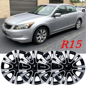 15" Set of 4 Wheel Covers Snap On Hub Caps R15 Tire Steel Rim For Honda Accord - Picture 1 of 13
