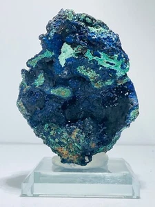 Azurita-Malaquita-Minerales-Mina Liufengshan,Guichi,China-267g-Base de exhibición de vidrio - Imagen 1 de 12