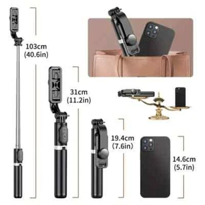 All in One Phone Trip, Selfie Stick, Wireless Remote 360°Rotation - Picture 1 of 4