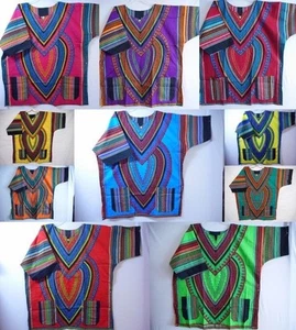Dashiki Mens Shirt African Top Hippie Vintage Tribal Boho Women Blouse one Size - Picture 1 of 9