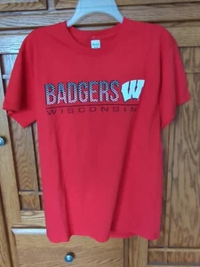 Para hombre Nueva con etiquetas Wisconsin Tejones Mangas Cortas Hanes Camiseta Roja Talla. M - Imagen 1 de 7