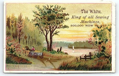 c1880 THE WHITE SEWING MACHINE SCENIC HORSE WAGON VICTORIAN TRADE CARD Z4136 - Image 1 of 2