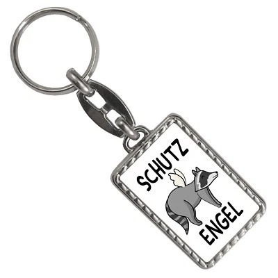 SPEECHEESE Schutzengel Waschbär Schlüsselanhänger mit Bordüre