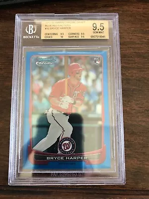 BGS 9.5 2012 Bryce Harper Bowman Chrome Draft True Gem + Blue Refractor /250 RC - Image 1 of 3