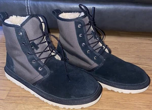 UGG Harkley Suede Sheepskin Fur Black Gray Chukka Winter Snow Boots Pure Sz 11 - Picture 1 of 8