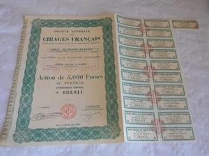 Vintage share certificate Stock Bond action cirages francais metal polishers 950 - Picture 1 of 3