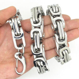 7-11" Heavy 12mm Men's 316L Stainless Steel Cool Silver Byzantine Chain Bracelet