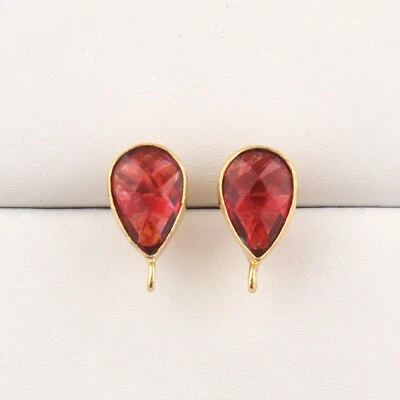 Conjunto de collar de cuarzo rojo chapado en oro amarillo en forma de pera aretes de diseño joyería Foto 1 de 4