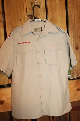 Camisa juvenil Boy Scouts of America BSA bronzeada grande nova com etiquetas microfibra poli sem remendo - Imagem 1 de 4