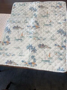 Set of 2 Tommy Bahama Pillow Shams Standard Palm Tropical Sailboats Waves - Picture 1 of 7