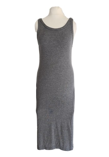 T ALEXANDER WANG ABITO DONNA GRIGIO SMANICATO JERSEY MIDI SLIP. SMALL UK 8.