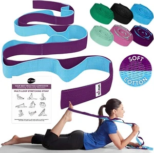 Lot of 2 New Teceum Multi-Loop Stretching Strap PolyCotton Purple Blue 10 Loop - Picture 1 of 5