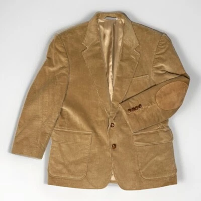 Blazer de pana Lands End de colección para hombre 43R abrigo deportivo chaqueta de cena parche en el codo tostado Foto 1 de 4
