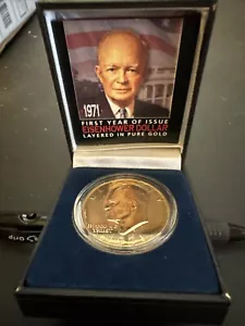 1971 EISENHOWER 24K GOLD plated DOLLAR - Picture 1 of 3