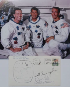 Apollo 7 Crew Signed Recovery Cover Shirra, Eisele, Cunningham Zarelli Authentic - Picture 1 of 12