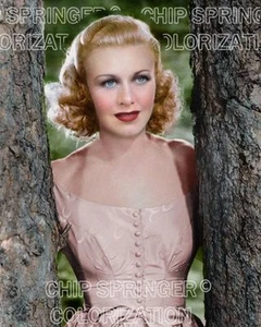 GINGER ROGERS POSING BETWEEN TWO PINES BEAUTIFUL COLOR PHOTO BY CHIP SPRINGER - Picture 1 of 1