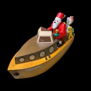 RARO Erzgebirgische Volkskunst Seiffen Santa Polo Norte Barco de Navidad Alemania - Imagen 1 de 12
