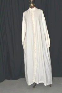 antique robe white cotton night/dressing drop shoulder button early 1800 - Picture 1 of 10
