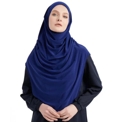 Hijab longo instantâneo islâmico fácil de uma peça Modefa Premium – Azul - Imagem 1 de 3
