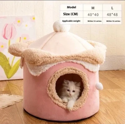 Cozy Cat/Dog Bed House | Soft Covered Pet Cave Bed Sleeping Nest M L - Image 1 of 3