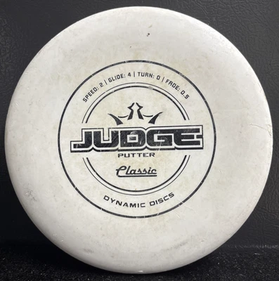 Dynamic Discs Classic Hard Judge 176g White Old Flight Numbers 2/4/0/0.5 Used - Image 1 of 4