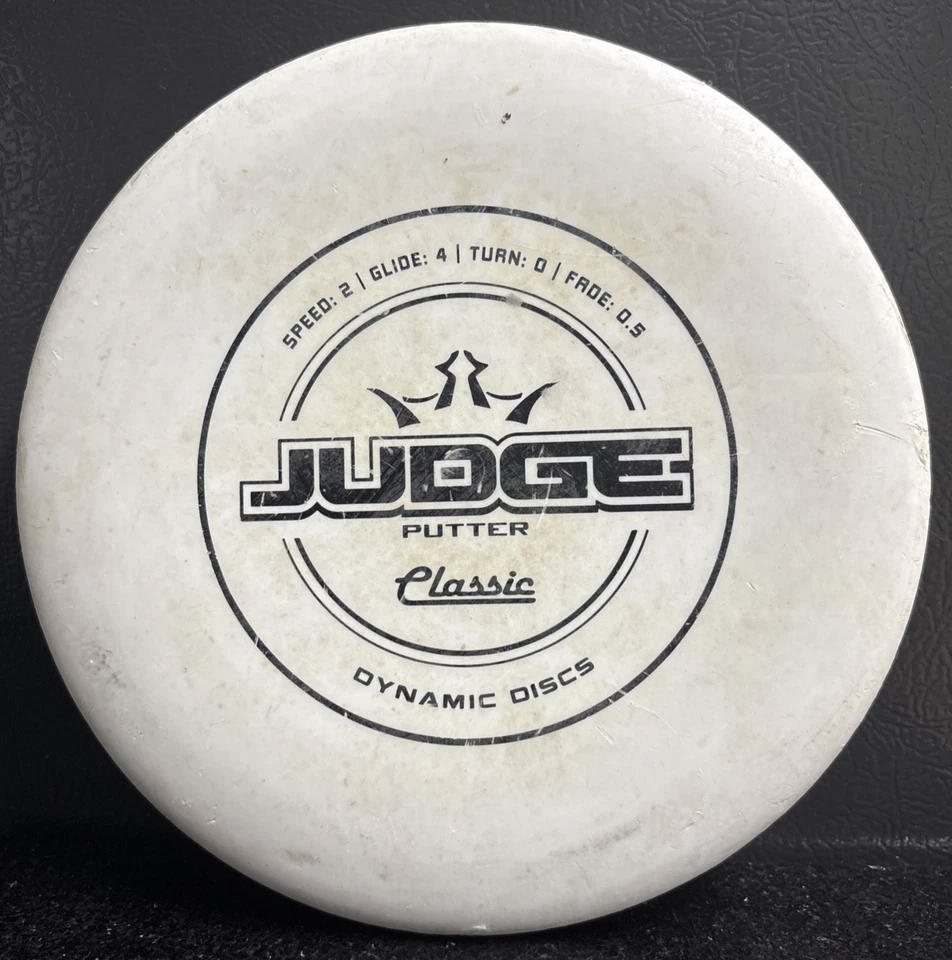 Dynamic Discs Classic Hard Judge 176g White Old Flight Numbers 2/4/0/0.5 Used - Image 1 of 4