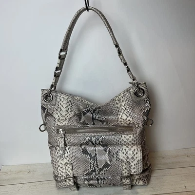 COLE HAAN Y2K Leather Python Snakeskin Embossed Shoulder Satchel Bag 11”x12”x4” - Image 1 of 4