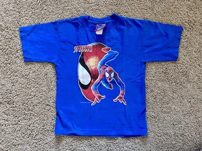 Size 5-6Y - Spiderman 2 Marvel 2004 Vintage Graphic T Shirt Toby Maguire Blue - Image 1 of 4