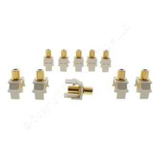10pk Leviton Almond Blue Center Quickport Gold Coax Cable Connector Jack 40831-A - Afbeelding 1 van 9