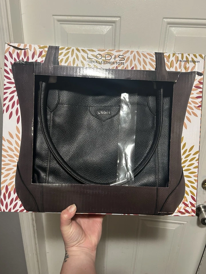 LODIS Siera Leather Tote Bag Purse Black