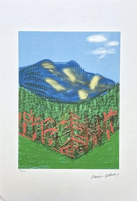 DAVID HOCKNEY - Colinas verdes y montaña azul - Firmado, numerado 30/500,35x50 cm Foto 1 de 4