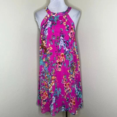 Vestido Y2K Betsey Johnson Trapecio Columpio 8 Rosa Floral Mini Halter Vintage Verano  Foto 1 de 4