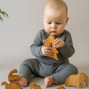 Wooden Puzzle, Wooden Baby Toys, Dinosaurs Wooden Toys Baby Shower Gift Handmade - Picture 1 of 20