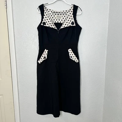 Vestido Bettie Page Negro Cuello Lunares Sin Mangas Rockabilly Midi 3XL Foto 1 de 4