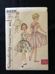 Vintage SIMPLICITY 3329 Little Girl Party  Dress Size 8 Sewing Pattern 1960’s - Picture 1 of 18