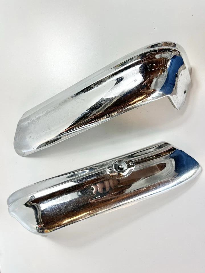 1957-1958 Oldsmobile Pontiac Buick assento elétrico acabamento lateral moldura cromada esquerda direita - Imagem 1 de 4