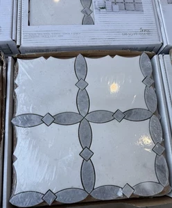 Waterjet Chantilly Lace Gray 13x13 Polished Natural Stone Mosaic Tile Floor Wall - Bild 1 von 8