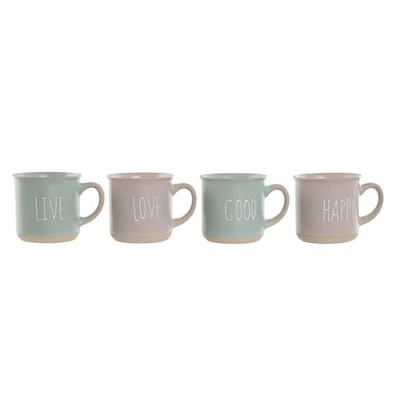 Ensemble de 4 mugs Home ESPRIT Bleu Rose Grès 355 ml 9,7 x 7 x 9,2 cm - Photo 1/4