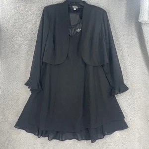 Vtg Onyx Nite Dress Womens 18W Chiffon 2 Pc Jacket Cocktail Evening Formal - Picture 1 of 18