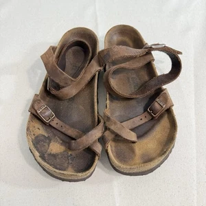 BIRKENSTOCK Sandals YARA Habana Brown Oiled Leather Ankle Strap US 8 EU 39 - Picture 1 of 8