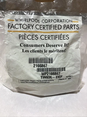 Genuine OEM Whirlpool WP2166867 Refrigerator Defrost Timer  - Image 1 of 3