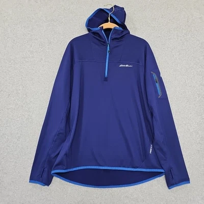 Eddie Bauer First Ascent FreeHeat Hooded Jacket Men's Blue Waffle 1/2 Zip Sz L - Image 1 of 4