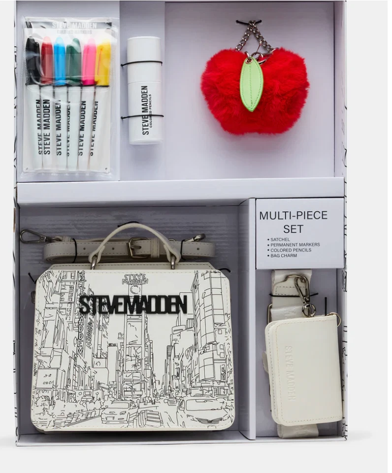 NIB STEVE MADDEN Evelyn Patch Box Gift Set White Multi SPECIAL EDITION HOLIDAY - Image 1 of 4