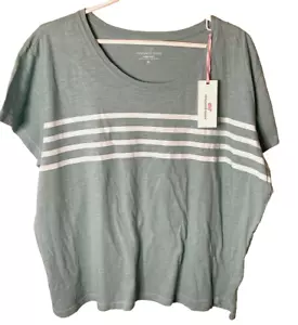 NEU Vineyard Vines Surftee Damen XL Sea Clay grün Kurzarm platziert Streifen - Bild 1 von 10