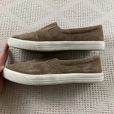 Zapatos de Gamuza Marrón J Crew Talla 8H-M Cuero Tostado Tenis Sin Cordones Suelas Blancas Foto 1 de 4